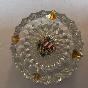 Nurnberg Elegant Glass Ashtray with Gold and Multicolor Design